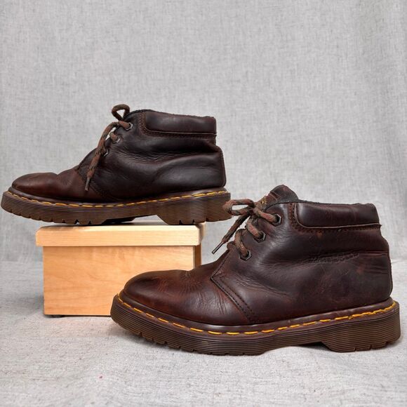 Vintage Dr. Martens Short Boots Brown Leather Lace Up MIE Size 7‎ - Picture 2 of 11